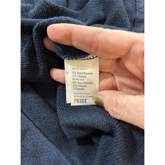 Paige Brielle Tee Shirt Dress Navy Blue XS Drawstring Waist Flutter Sleeve - Picture 13 of 16